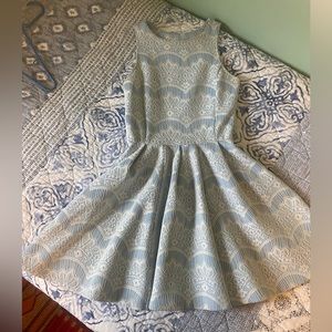 Aqua blue&white lace dress